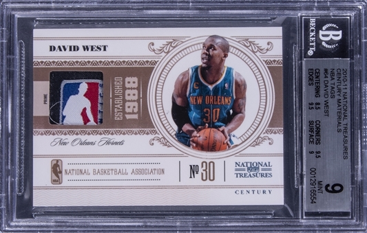 2010-11 Panini National Treasures “Century Materials” NBA Tags #64 David West Patch Card (#1/1) - BGS MINT 9 
